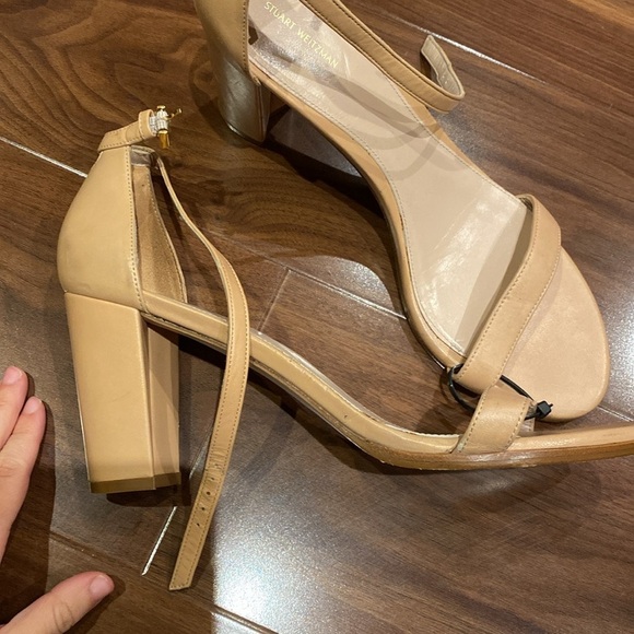Stuart Weitzman / Nearlynude sandal heel leather nude block 11.5 - Picture 7 of 10